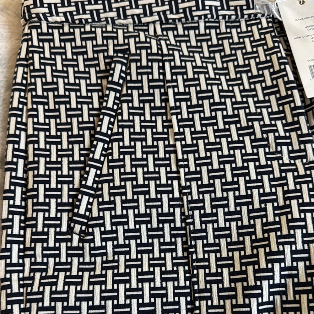 Tory Burch Black and White Geometric Ankle Pants